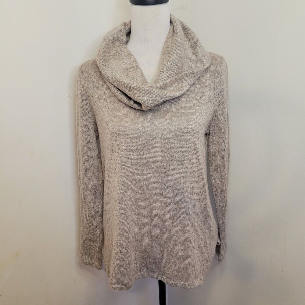 DKNY Cowl Neck‎ Sweater Medium Beige Long Sleeve Soft Knit